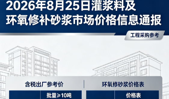 汉台2026年8月25日灌浆料及环氧修补砂浆市场价格信息通报